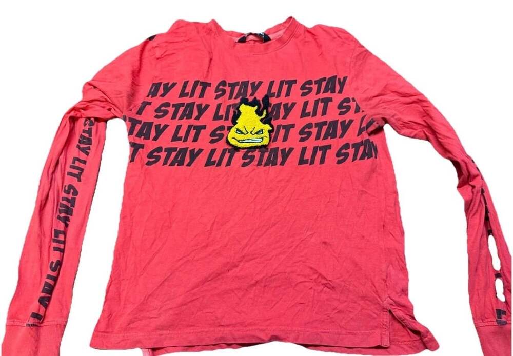 Rebel Minds Stay Lit Long Sleeve T-Shirt Size L Red Graphic Logo